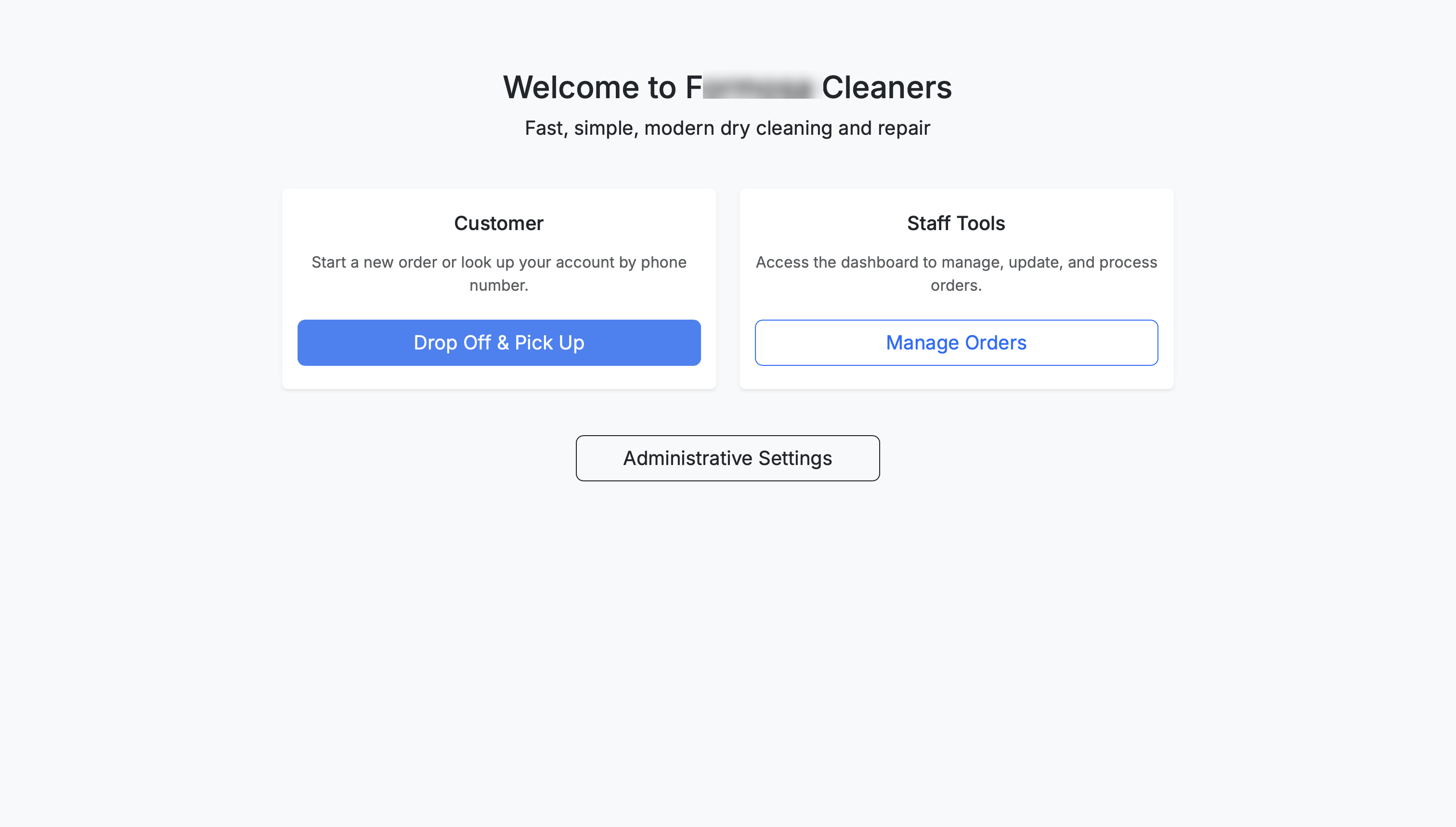 Dry cleaning POS interface screenshot